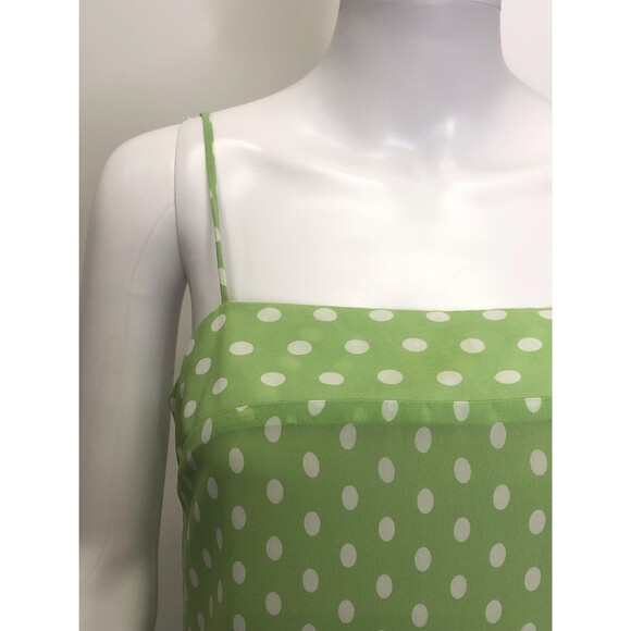 Y2K. ESPRIT DE CORP. Green & White. Polka Dot Dress wiButton Keyhole Back. XS-S - Picture 5 of 10